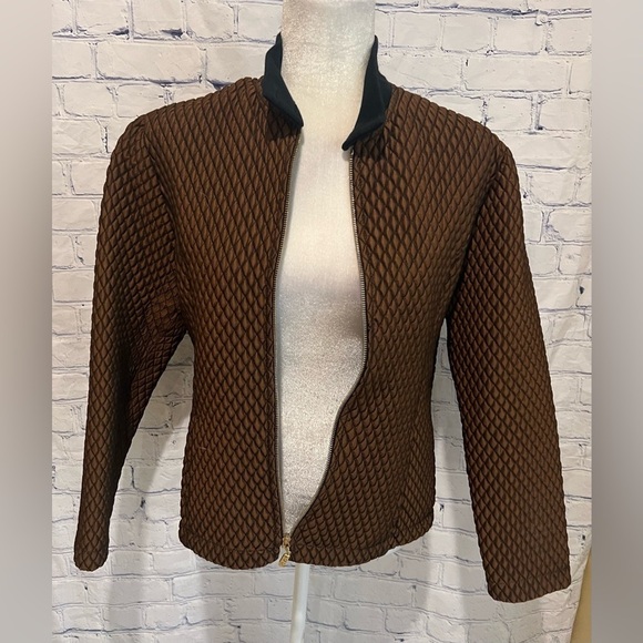 St. John Patchwork Full-Zipper Mandarin Collar Quilted Jacket with Pockets P - Picture 2 of 6